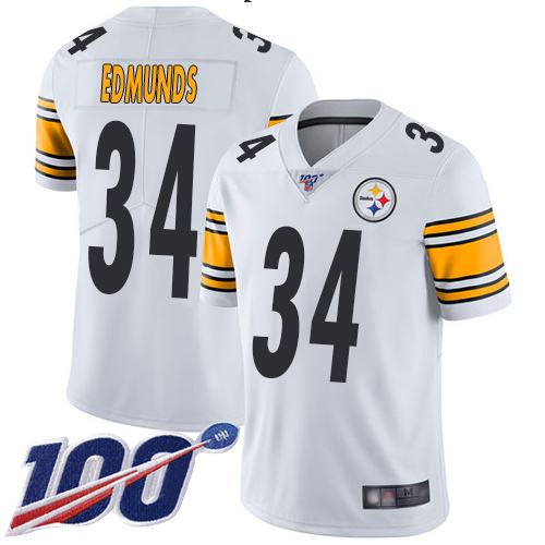 Men Pittsburgh Steelers Football #34 Limited White Terrell Edmunds Road 100th Season Vapor Untouchable Nike NFL Jersey